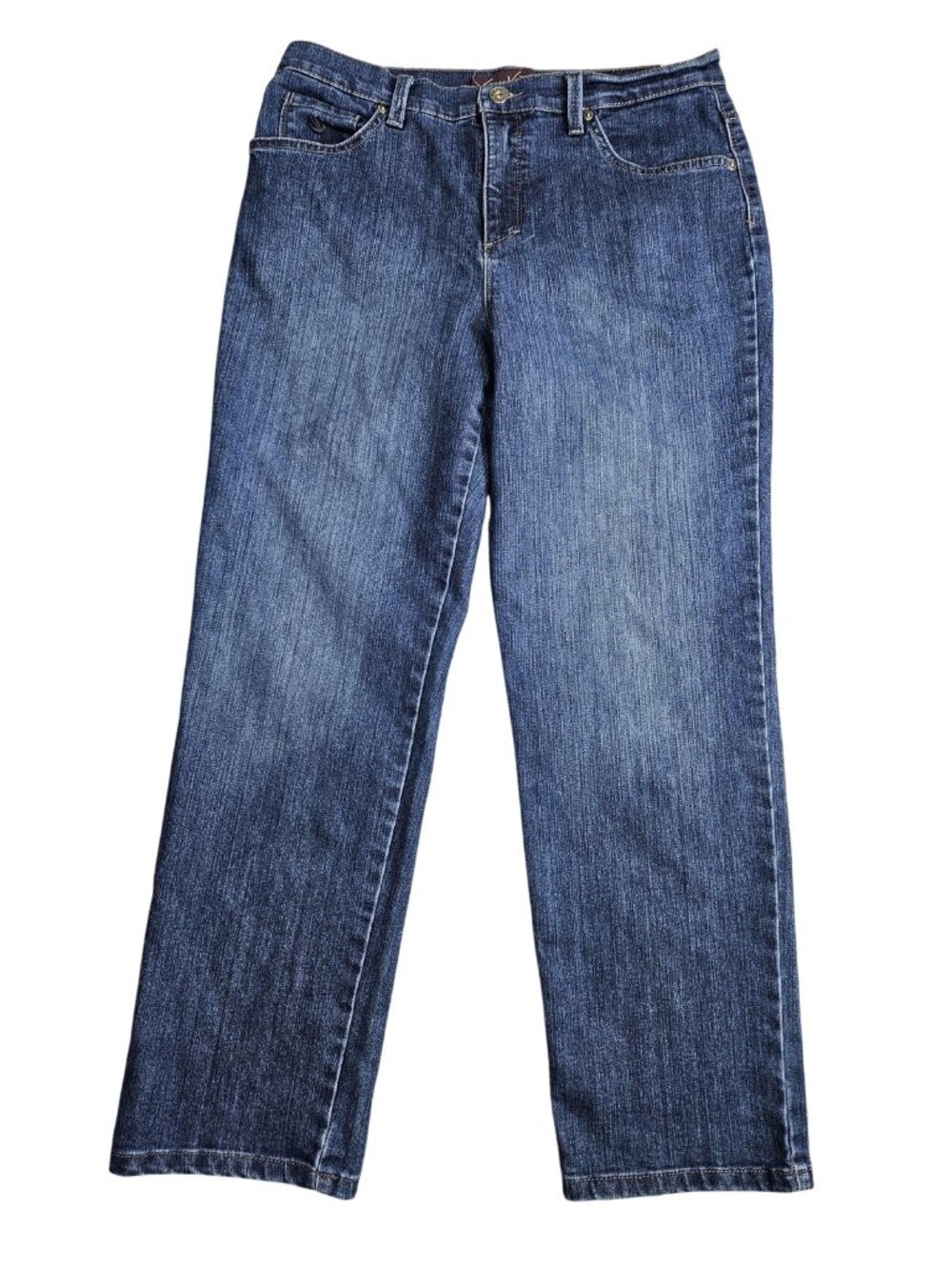 Gloria Vanderbilt Amanda Straight Leg Jeans Womens 12P Blue High Rise Stretch